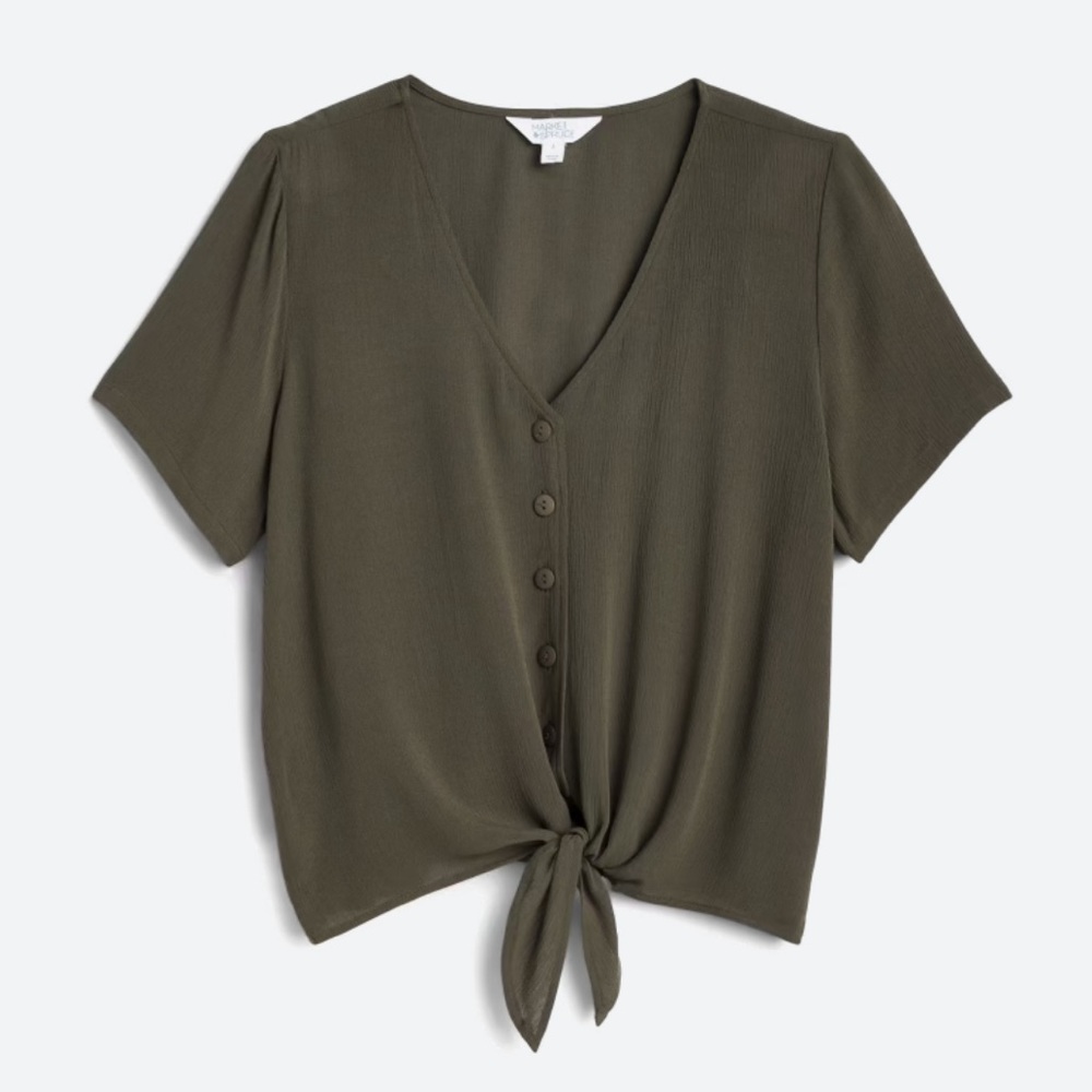 market & spruce lilo button down tie front shirt